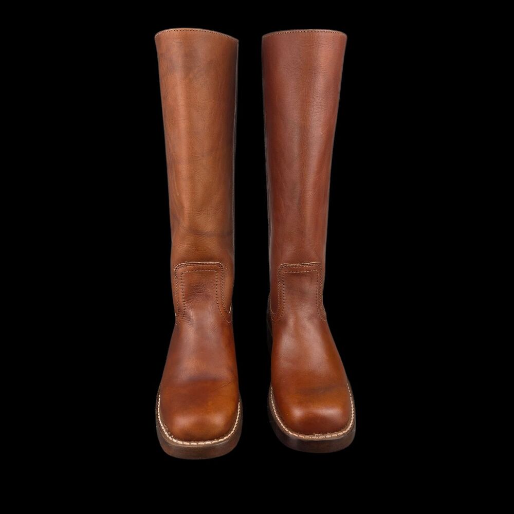 Frye Campus 14L Brindle Saddle Brown Montana Leather Tall Boots Women's Sz 9.5 B - Picture 2 of 10
